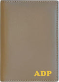 Personalized Monogrammed Taupe Leather RFID Passport Wallet