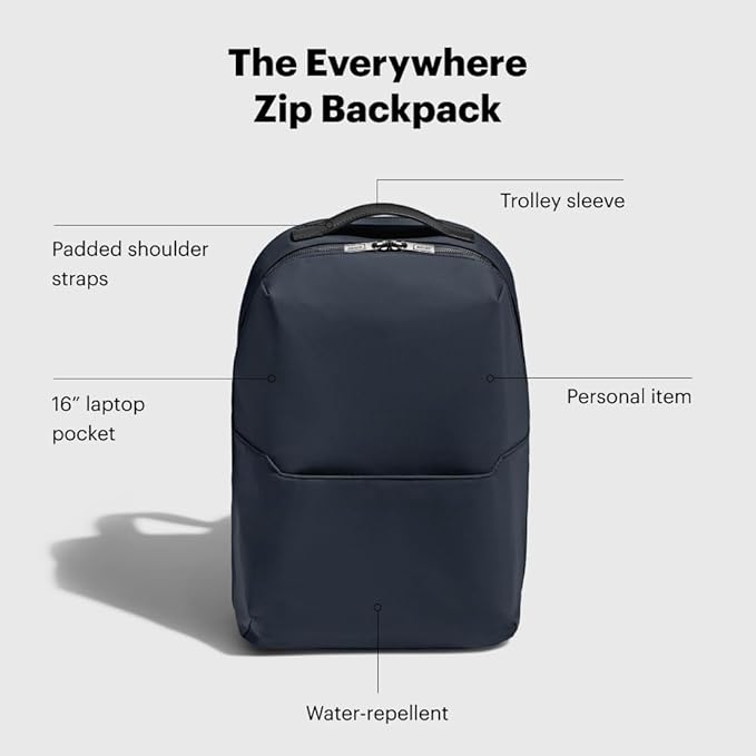 Away Everywhere Zip Backpack, Travel Backpack with Laptop Sleeve, Lightweight & Durable, Travel Essentials, Navy Blue