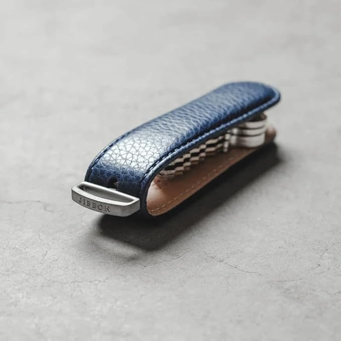 Jibbon Italian Premium Leather Key Organizer - Stylish Key Holder with Marine Grade 316 Stainless Steel, Compact EDC Keychain