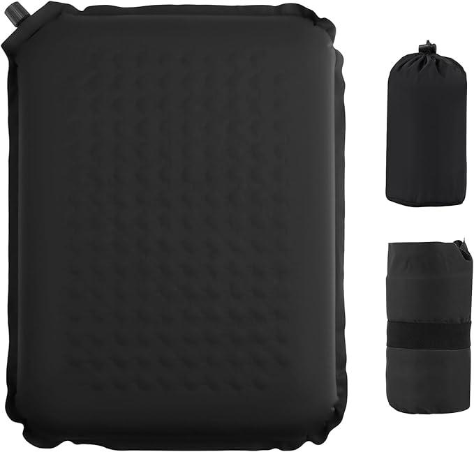 Self-Inflating Airplane Seat Cushion for Long Flights – Portable Travel Cushion Airplane Seat - Memory Foam Travel Seat Cushion Providing Pressure Relief and Premium Comfort (Black)