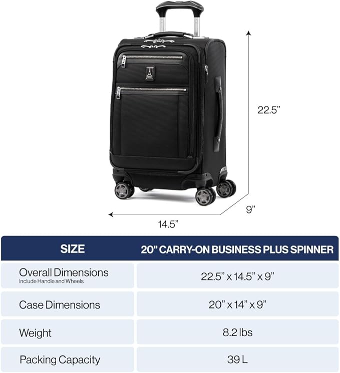 Travelpro Platinum Elite Softside Expandable Carry on Luggage, 8 Wheel Spinner Suitcase, USB Port, Laptop and Tablet Sleeves, Men and Women, Vintage Grey, Carry On 20-Inch