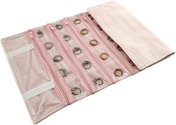 Travel Jewelry Roll Bag Portable Organizer Pouch With Grids&PVC Cover Storage Bags for Necklace, Bracelet, Bracelet,Ring, Badge, Pendant