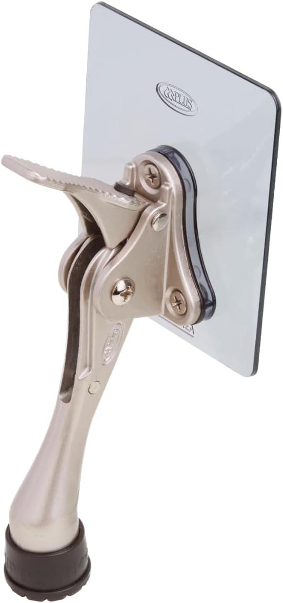 One-Touch Doorstop Adhesive Bracket (Satin Nickel, 4inch x 1pack)