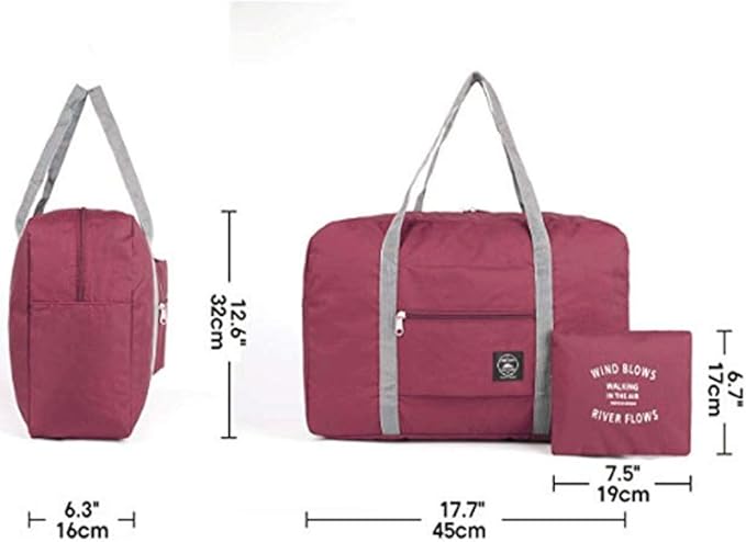 Foldable Travel Duffel Bag (2 Pack), For Spirit Airlines, Weekender Overnight Bag, Tote Carry on Luggage Sport Duffle Weekender Overnight for Women and Girls (2Pack-Red Black)