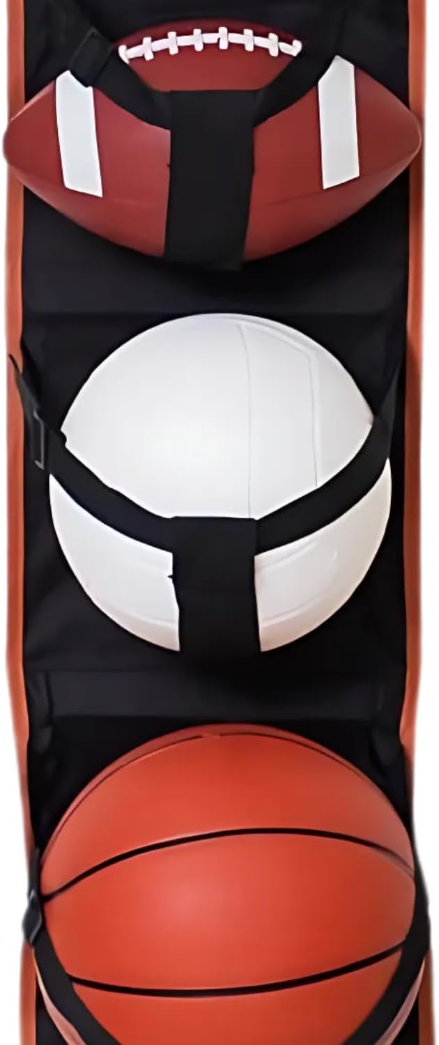 Vintage Hanging Sports Equipment Organizer | Limited Stock | Multi-Purpose Garage Sports Ball Storage | For Basketball Football Volleyball Tennis Soccer Biking | Toy Storage | Includes Hook & Pump