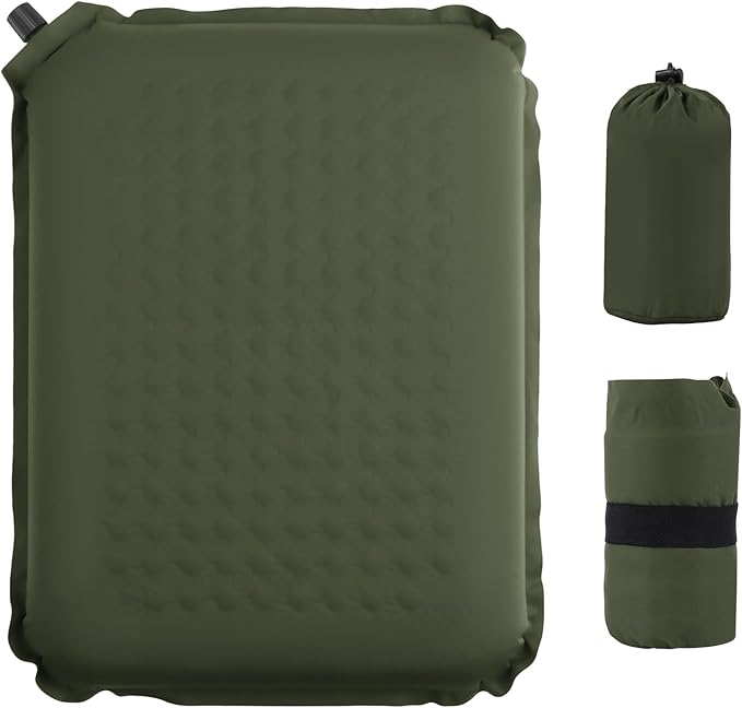 Self-Inflating Airplane Seat Cushion for Long Flights – Portable Travel Cushion Airplane Seat - Memory Foam Travel Seat Cushion Providing Pressure Relief and Premium Comfort (Olive Green)