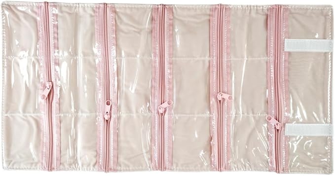 Travel Jewelry Roll Bag Portable Organizer Pouch With Grids&PVC Cover Storage Bags for Necklace, Bracelet, Bracelet,Ring, Badge, Pendant