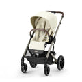 Cybex Balios S Lux Toddler and Baby Stroller with Reversible Seat, Unique One-Pull Harness, and Multiple Recline - Travel System Ready, with One Hand Fold, Taupe Frame/Seashell Beige Seat