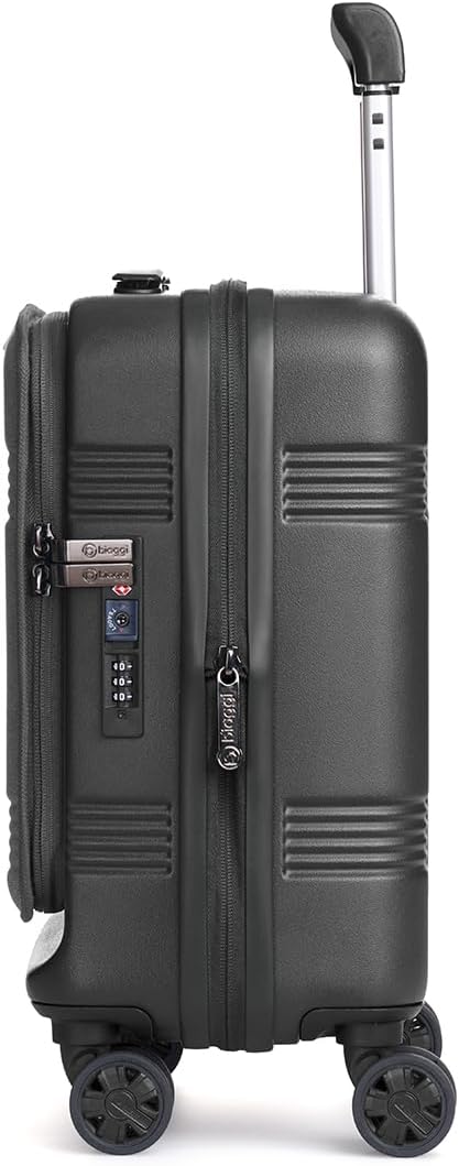 biaggi Runway Hybrid Expandable Underseat Carry-On – Lightweight TSA-Approved Polycarbonate Travel Bag, Perfect for Getaways & Long Weekends (Expandable Underseater, Black)