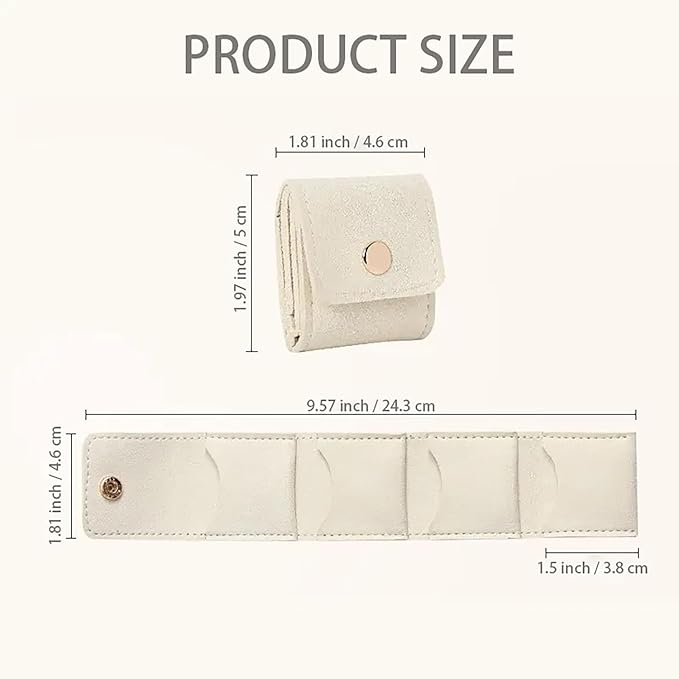 Mini Travel Jewelry Bag - Small Foldable Jewelry Case & Organizer Pouch with Snap Closure, Soft Fabric for Tangle-Free Necklaces Rings Earrings, Portable Storage Holder for Women Gift (White x 1)