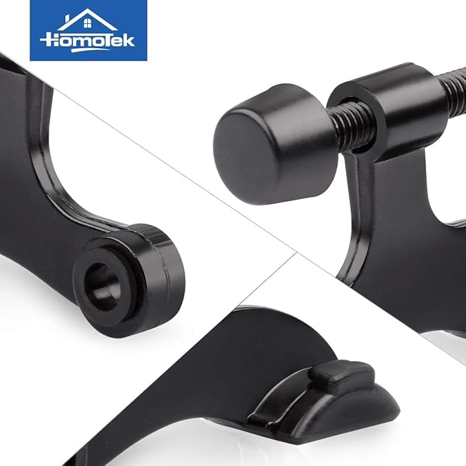 HOMOTEK 12 Pack Hinge Pin Black Door Stopper,Adjustable Deluxe Heavy Duty Door Stopper 2-1/2"x1-3/4”,with Black Rubber Bumper Tips