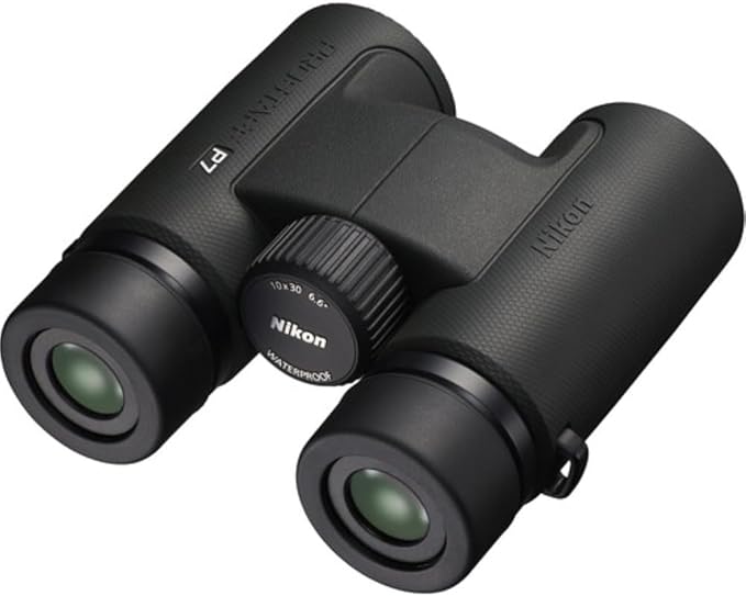 Nikon PROSTAFF P7 10x30 Binoculars Bundled with Harness Strap + Deluxe Cleaning Kit + Smartphone to Binocular Adapter + Microfiber Cleaning Cloth (5 Items)