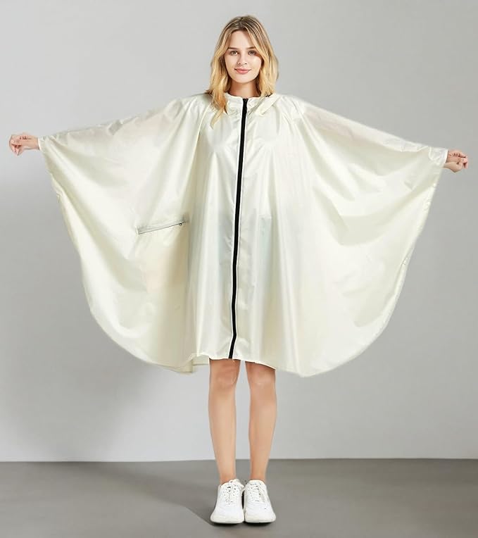 Rain Poncho Jacket Coat Hooded Zipper Style for Women/Men/Adult with Pocket