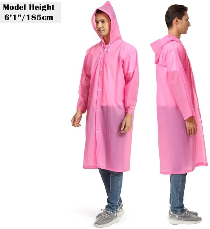 Opret 2 Pack Raincoats for Adults Reusable, EVA Rain Ponchos Lightweight Rain Coat Waterproof Rain Gear for Men and Women