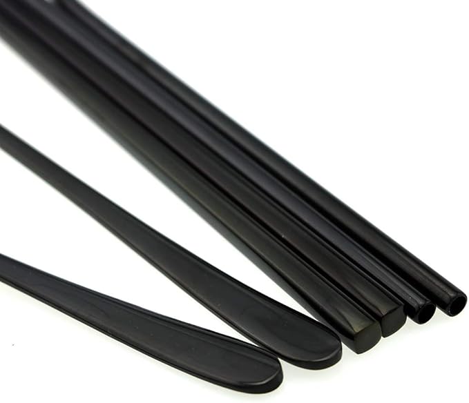 7 Pcs Portable Flatware Set, 304 Stainless Steel Cutlery Set Travel Utensils Set w/Pouch Fork Spoon Chopsticks Straws for Travel Camping Office, Dishwasher Safe (Black)
