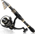 PLUSINNO Fishing Pole, Fishing Rod and Reel Combo,Telescopic Fishing Rod Kit with Spinning Reel, Collapsible Portable Fishing Pole with Carrier Bag for Freshwater Saltwater Fishing Gifts for Men Women