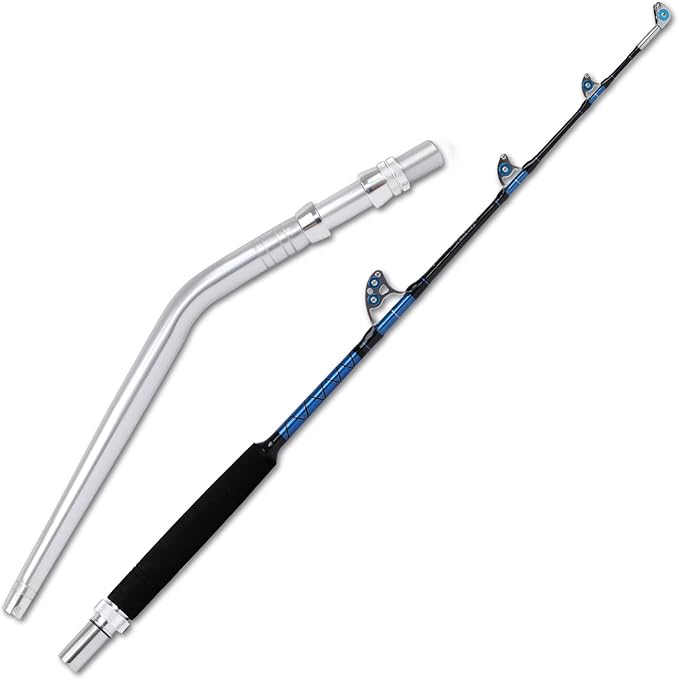 Fiblink Saltwater Offshore Heavy Trolling Fishing Rod Big Game Conventional Boat Fishing Roller Rod Pole with All Roller Guides (Heavy Power, 5-Feet 1-Inch)