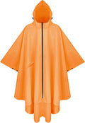 PTEROMY Hooded Rain Poncho for Adult with Pocket and Zipper, Waterproof Lightweight Raincoat for Men and Women