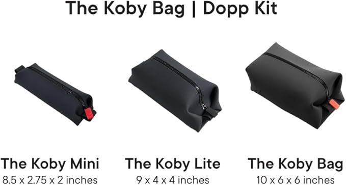 TOOLETRIES The Koby Mini Dopp Bag - Silicone Toiletry Organizer, Bathroom Travel Bag - Features Heavy-Duty Zipper, Leak Resistance, Easy to Clean - Charcoal