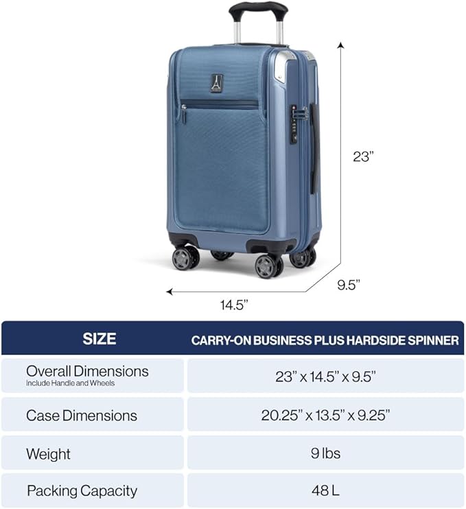 Travelpro Platinum Elite Hardside Expandable Carry on Luggage, 8 Wheel Spinner, TSA Lock, Hard Shell Polycarbonate Suitcase, Vintage Grey, Carry on Laptop Pocket 21-Inch