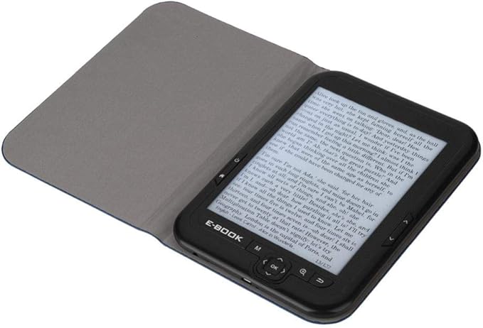 E-Reader, 6 inch E‑Book Reader with E‑Ink Screen, 1024 x 768 Resolution Display 300DPI Electronic Paper Book with Blue Cover, E-Paper Supports TF Card for Adult, Kids(Black 2)
