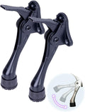 One Touch Kickdown Door Stopper, Door Holder, Heavy Duty Door Stops, Bottom of Door, Height-Adjustable Rubber Tips by HASHI (Black 4 inch x 2pack)