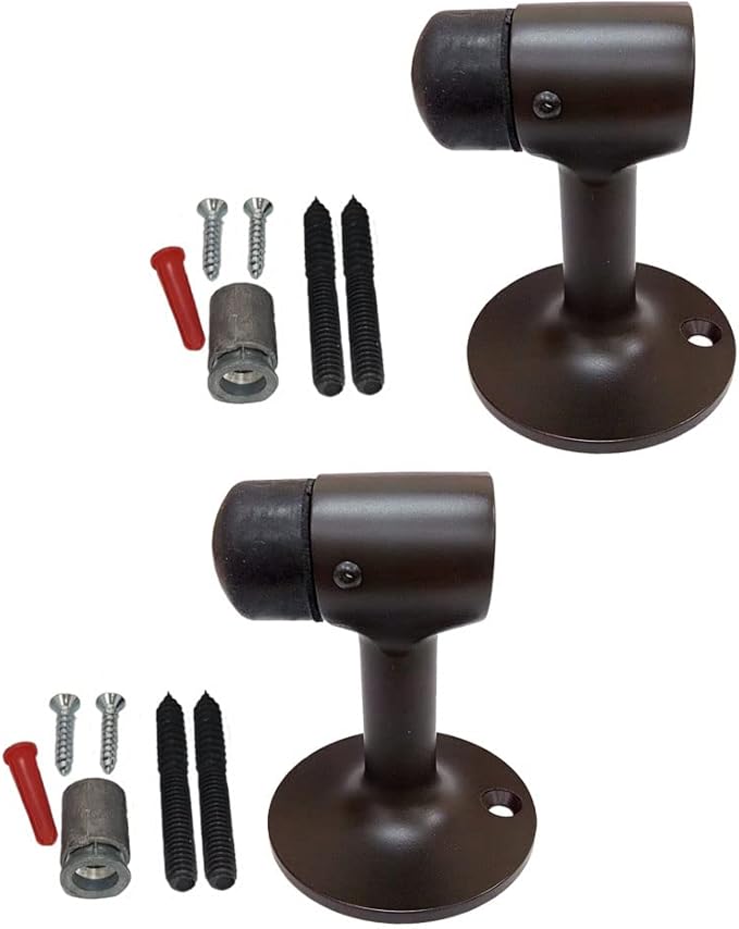 QCAA Solid Brass Door Stop, 3", Height, ORB(Oil-Rubbed Bronze), 2 Pack