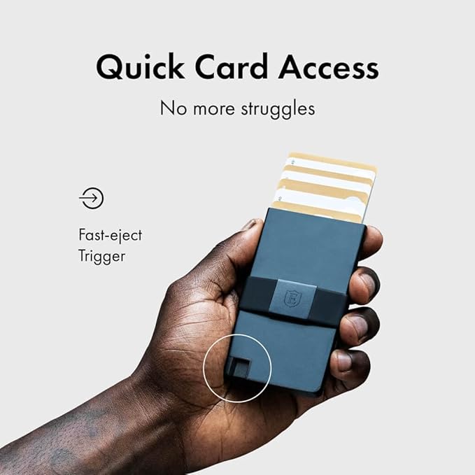 Ekster - Aluminum Cardholder Pro Wallet - All-Metal Aluminum Wallet for Men - Fits 7 Cards, RFID Blocking Layer, Ultra-Thin, Minimalist, Push Button, Card Access, Expandable, Trackable (Midnight Blue)