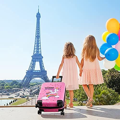Weewooday Kids Luggage and Backpack 18 Suitcase with Spinner Wheel Hard Case Travel 13 Backpack Girl Suitcase Set for Kids Travel Supplies(Pink,Unicorn Style)