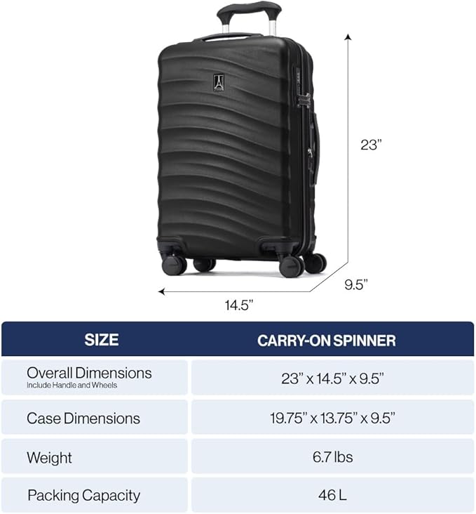 Travelpro Maxlite Air V2 Hardside Expandable Carry on Luggage, 8 Spinner Wheels, Lightweight Hard Shell Suitcase, TSA lock, Shadow Grey, Carry On 21-Inch