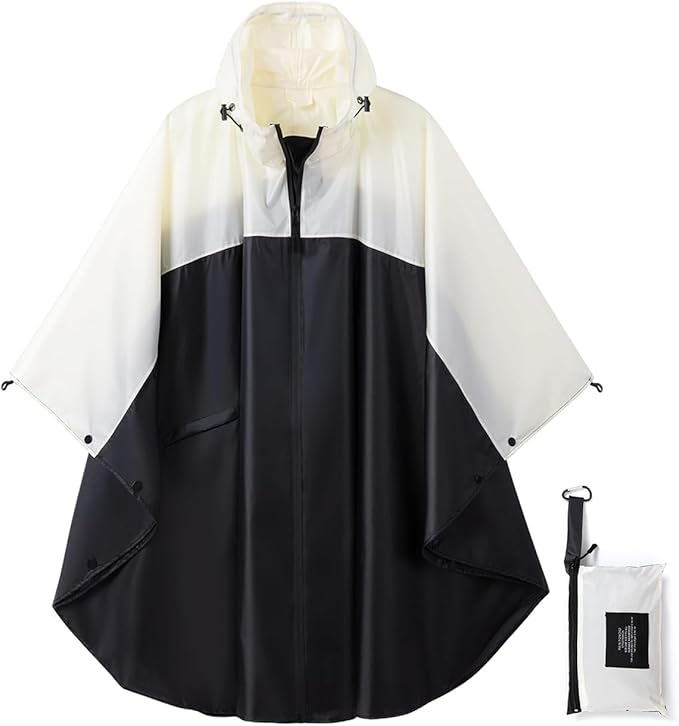 Rain Poncho Jacket Coat Hooded Zipper Style for Women/Men/Adult with Pocket