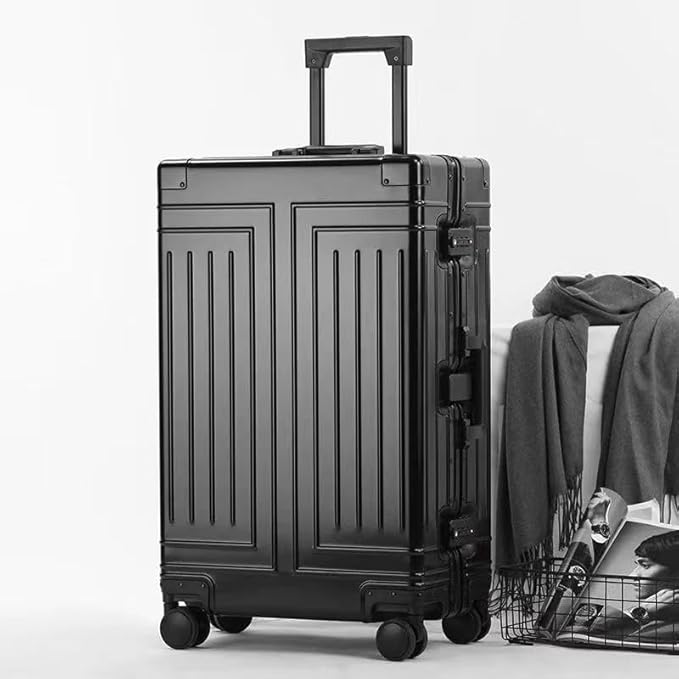 All Aluminum Magnesium Carry On Luggage，Cut from Whole Aluminum Sheet，22x14x9 Airline Approved ，（3rd Generation，Premium Magnesium Metal zipperless suitcase ） (black, 26inch)
