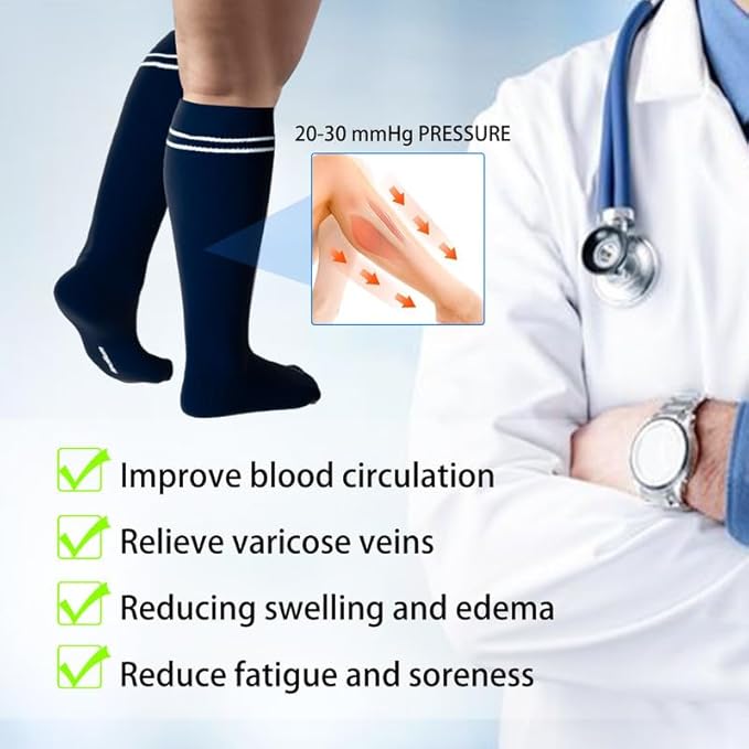 LEVSOX Compression Socks for Pregnant Women 20-30 mmHg Knee High Cute Funny Mens Supports Socks for Nurses, Medical, Travel