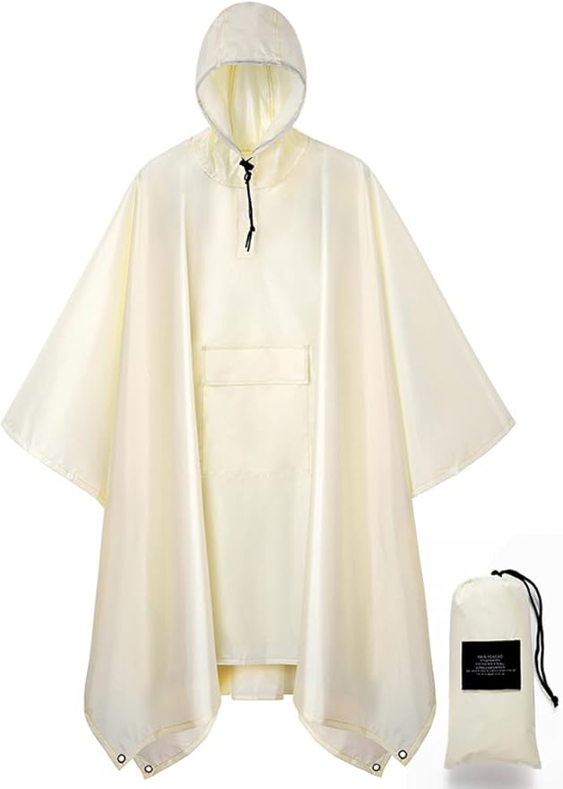 salamra Hooded Rain Poncho Waterproof Raincoat Jacket for Men/Women/Adults with Pocket