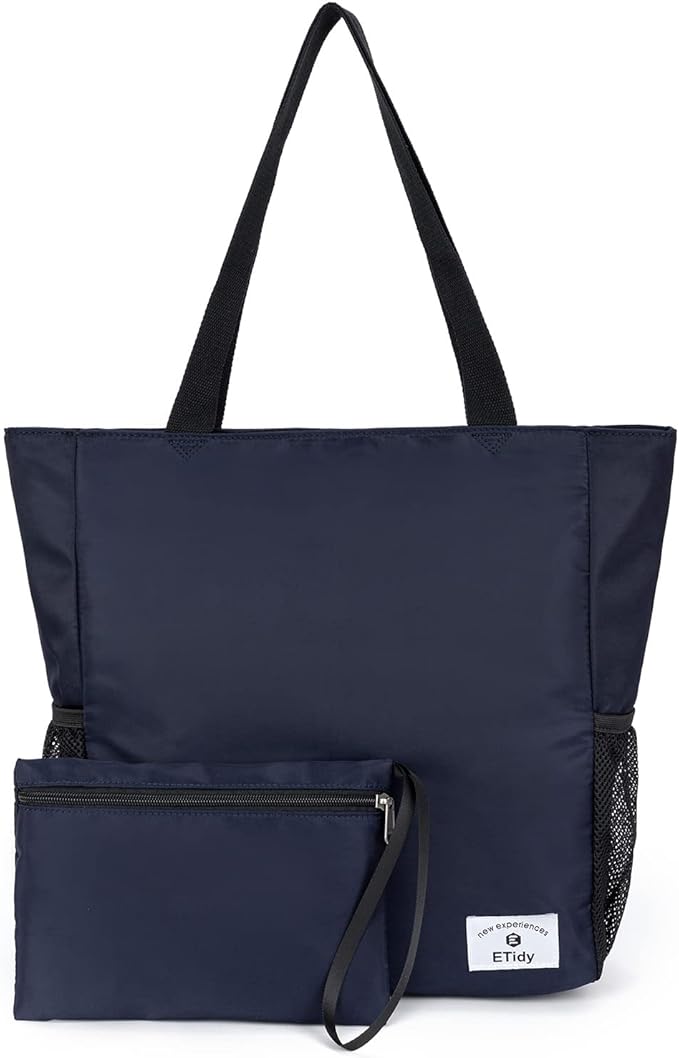 ETidy Large Capacity Foldable Tote Bag With Zipper Water-resistant SandproofWomen Beach Bag Handbag GymBag Travel ShoppingBag