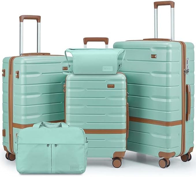 Luggage Sets 3 Piece with TSA Lock Hardside PC+ABS Carry On Suitcase with YKK Zippers Lightweight Rolling Travel Luggage Sets with Spinner Wheels (Green)