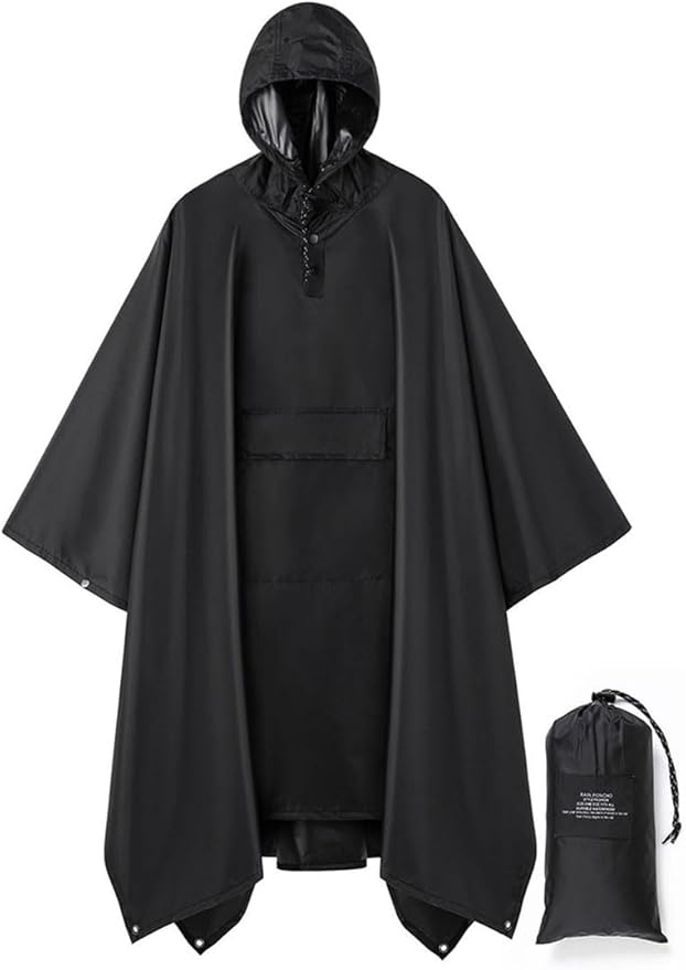 salamra Hooded Rain Poncho Waterproof Raincoat Jacket for Men/Women/Adults with Pocket