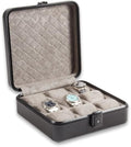 Bey-Berk Prague Aluminum Watch Case in Matte Black – 9-Slot Locking Travel Box with Soft Interior for Watch Storage