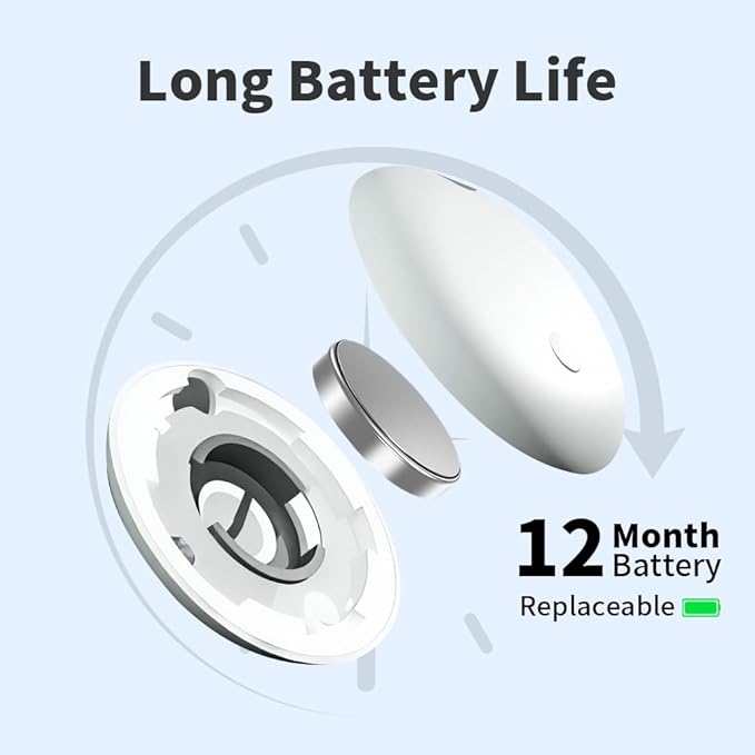 Smart Tag Tracker Works with Apple Find My, IP65 Waterproof and Replaceable Battery, Bluetooth Tracker Item Locator for Key Pet Wallet Backpack Luggage, 2 Pack, White (Not for Android or Huawei)