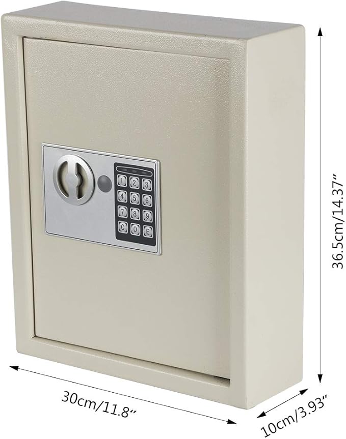 KYODOLED Electronic 40 Key Cabinet Wall Mount,Digital Key Safe Lock Box,Large Security Lockbox for House Key,Heavy Duty Combination Lock Storage,14.37'' X 11.8'' X3.93''(White,40 Keys)