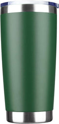20oz Tumbler Bulk Stainless Steel Vacuum Insulated Tumblers with Lid Double Wall Travel Mug, Powder Coated Coffee Cup, Suitable for Ice Drinks and Hot Beverage (Dark green 1pack)