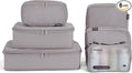 6 Set Compression Packing Cubes for Travel, Large Medium Small Luggage Organizers, Storage Bags for Clothes (6 Pack, Misty Silver)