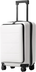 Coolife Carry-On Luggage, 20-inch Lightweight Hardshell, Airline-Certified ABS+PC, Pocket Compartment (White, 20-inch Carry-On)