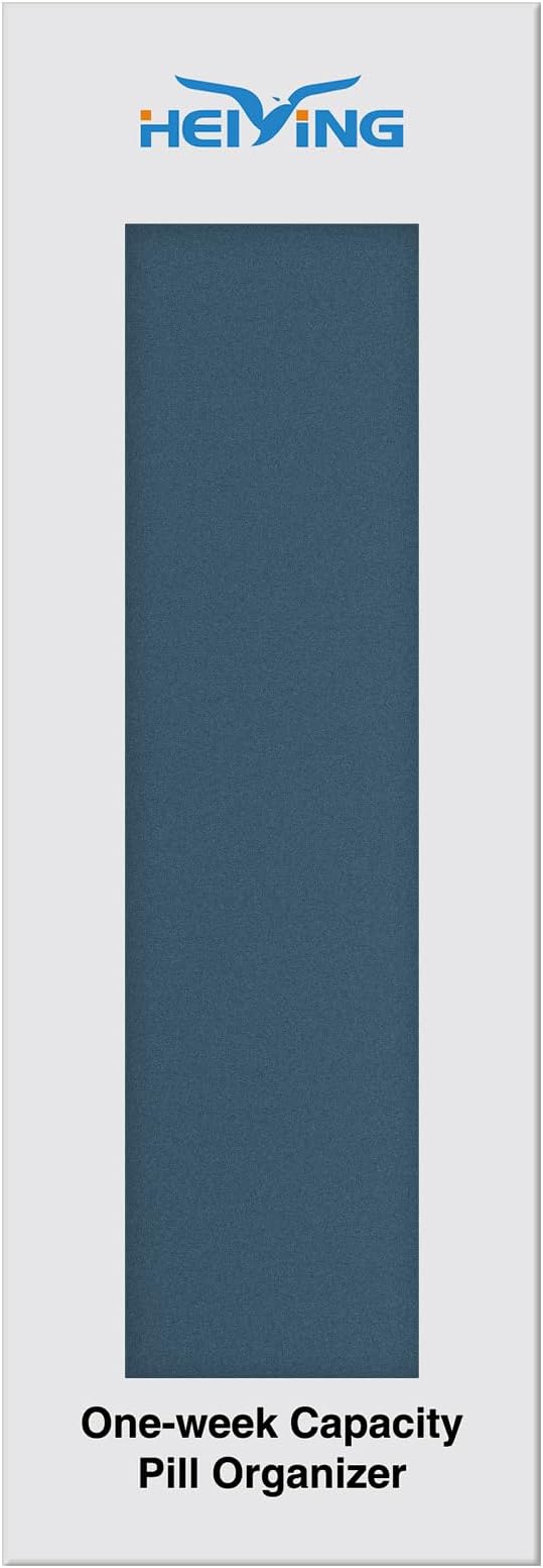 HEIYING Pill Organizer with Aluminum Shell for One Week Capacity, Portable 7 Compartments Pill Box Container to Hold Vitamin, Medicine, Supplements