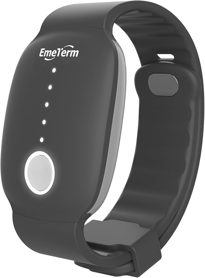 EmeTerm Fashion FDA-Cleared Relieve Nausea Electrode Stimulator Morning Sickness Motion Travel Sickness Vomit Relief Rechargeable No Gel Drug Free Wrist Bands Without Side Effects