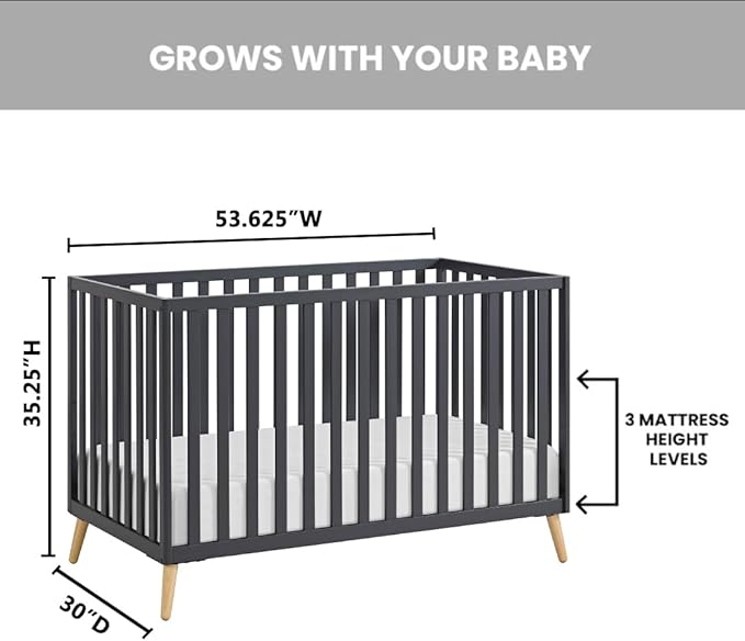Oxford Baby Cozy Nest Convertible Island Crib, Midnight Slate/Natural