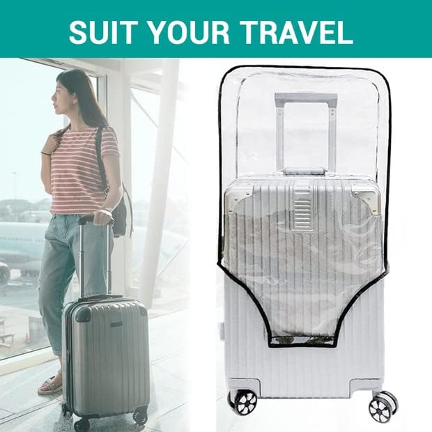 Tangaburu Clear Suitcase Cover - 20 24 26 28 30 Inch Waterproof PVC Suitcase Cover - Transparent Travel Suitcase Wrap - Protective Cover Case for Wheeled Luggage (28-Inch)