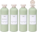 ASEVAT 13.5oz 4Pcs Green Plastic Refillable Travel Shampoo and Conditioner Bottles Plastic Refillable Travel Shampoo Bottles with Flip Cap Shampoo and Conditioner Dispenser