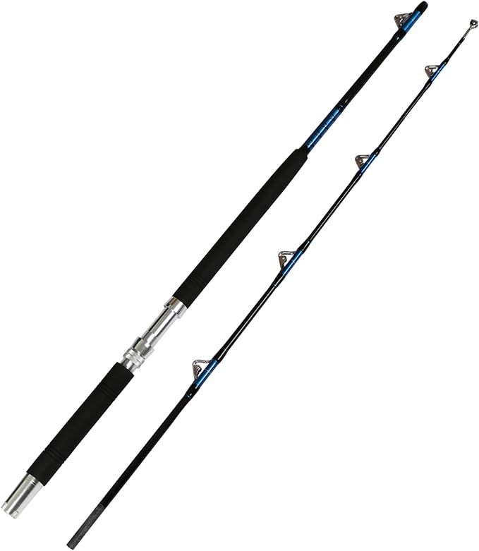 Fiblink Saltwater Offshore Heavy Trolling Fishing Rod Big Game Conventional Boat Fishing Roller Rod Pole with All Roller Guides (Heavy Power, 5-Feet 1-Inch)