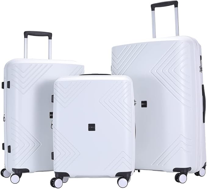 PRIMICIA GinzaTravel Rune series expandable 3 Luggage Sets,Lightweight Hardside Suitcase With Spinner Wheels TSA Lock,PP material business fashion suitcase